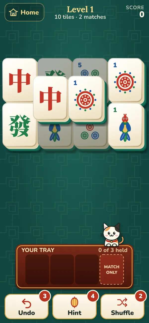 A clear Mahjong Teahouse board with large, easy-to-read tiles
